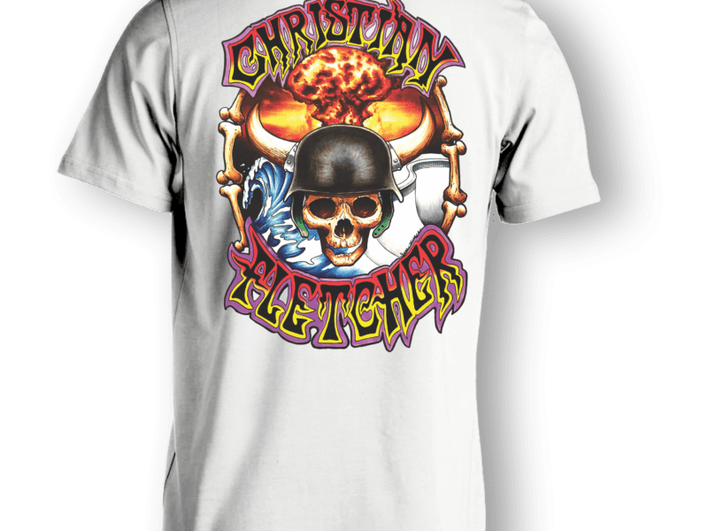 Christian Fletcher Retro in White 100% Cotton Blend, Artwork by Shane Munce