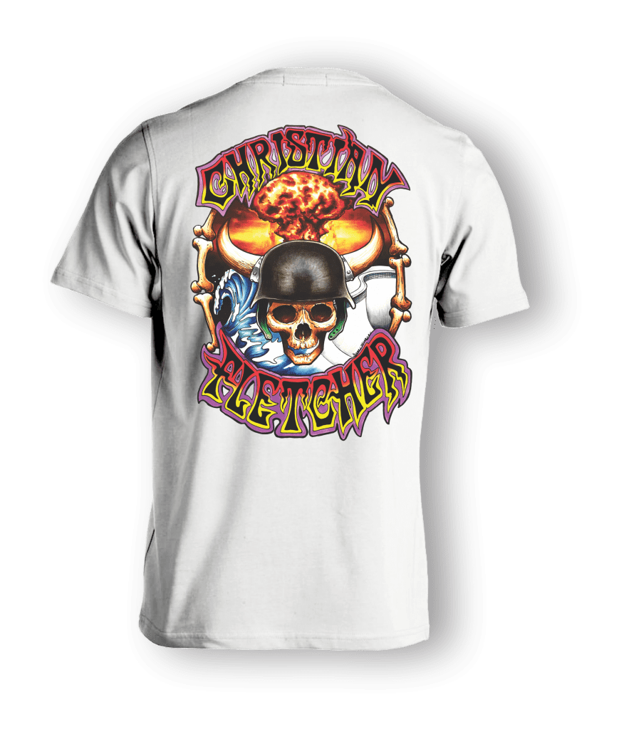 Christian Fletcher Retro in White 100 Cotton Blend, Artwork by Shane