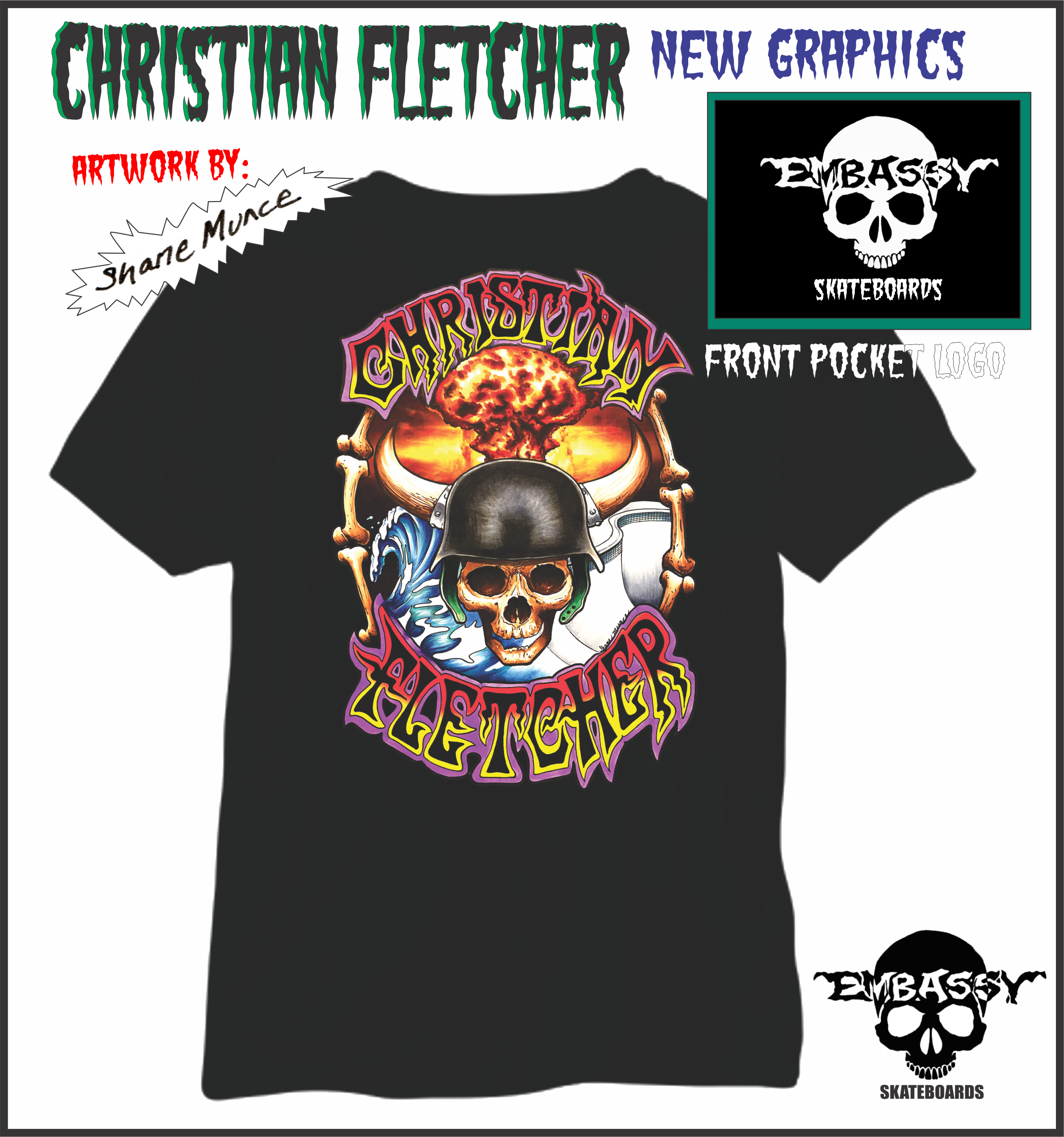 【MADE IN USA】90s Christian Fletchertee Vintage 90s Christian Fletcher Skateboard Surf Old Skate T